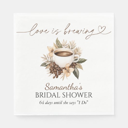 Liebe brütet Kaffee-Brautparty Serviette (Vorderseite)