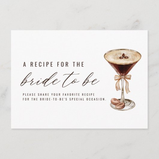 Liebe brütet Martini Brautparty Rezept Begleitkarte (Vorderseite)