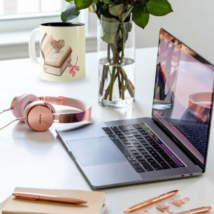 Liebe buchen mit Herzkarte und Liebe Zweifarbige Tasse