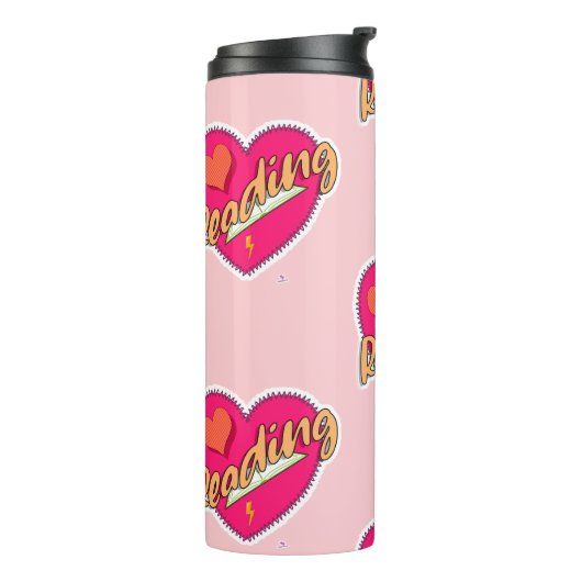 Liebe buchen Motto Thermosbecher (Nach links gedreht)