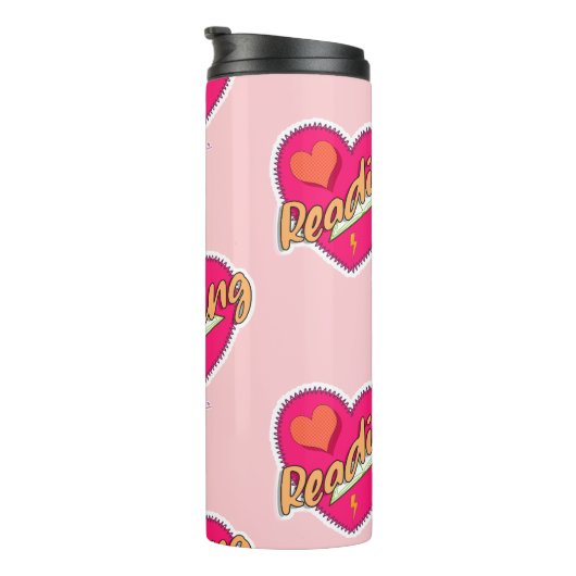 Liebe buchen Motto Thermosbecher (Nach rechts gedreht)