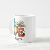 LIEBE Bücher Individuelle Name Retro-Wildblumen Kaffeetasse (Vorderseite Links)