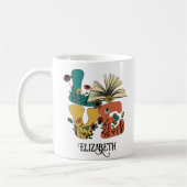 LIEBE Bücher Individuelle Name Retro-Wildblumen Kaffeetasse (Links)
