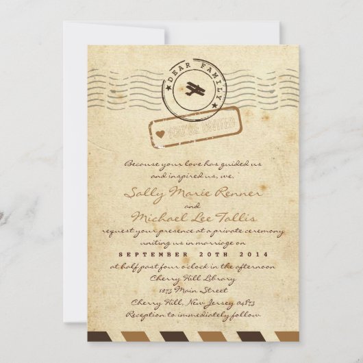 Liebe-Buchstabe-Hochzeits-Einladung Einladung (Vorderseite)