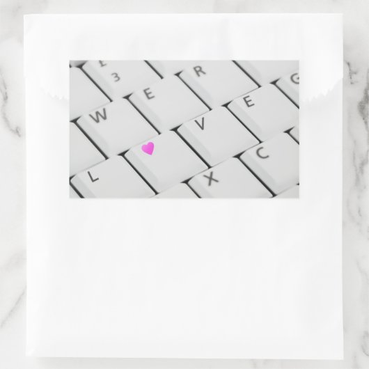 Liebe-Buchstaben der Computertastatur Rechteckiger Aufkleber (Tasche)