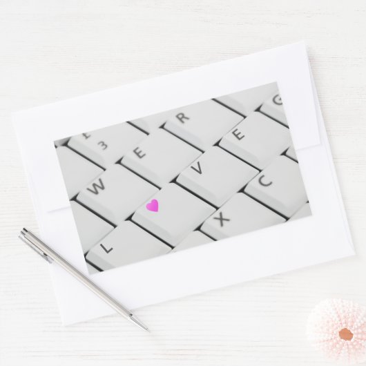Liebe-Buchstaben der Computertastatur Rechteckiger Aufkleber (Umschlag)