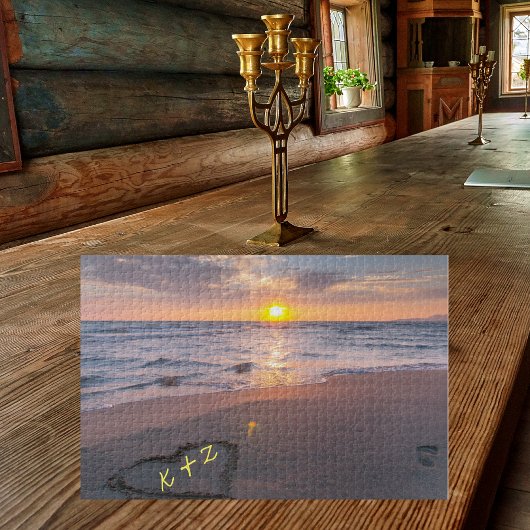 Liebe Buchstaben (Ihre Initialen) in Sand Sunset B Puzzle