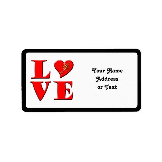 LIEBE Buchstaben ( L ♥ VE) Adressaufkleber (Vorne)