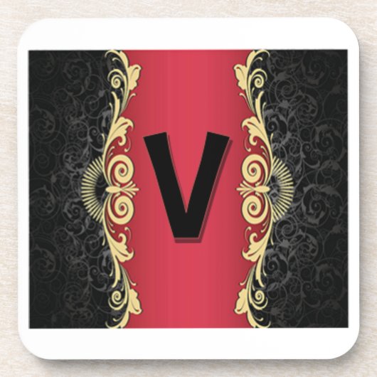 Liebe Buchstaben "V" Getränkeuntersetzer (Vorderseite)