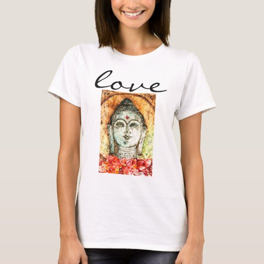 Liebe Buddha Wasserfarben Kunst Shirt (Vorderseite)