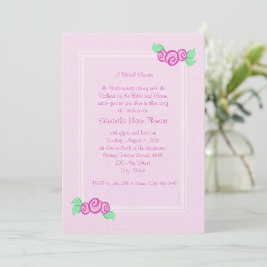 Liebe Buds/Rosa Einladung (Stehend Vorderseite)