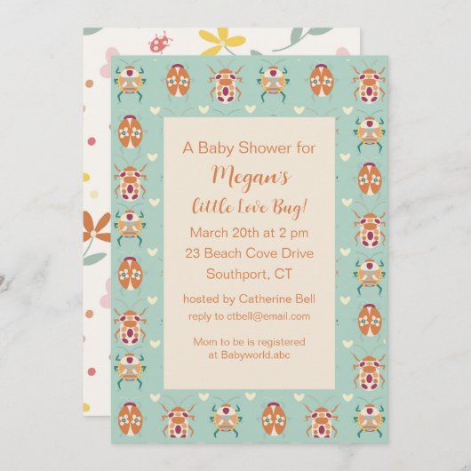 Liebe Bug Baby Dusche Einladung (Vorne/Hinten)