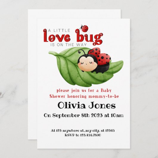 Liebe Bug Baby Dusche Einladung (Vorne/Hinten)