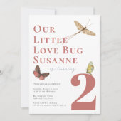 Liebe Bug Baby Girl Einladung zum zweiten Geburtst (Vorderseite)