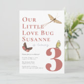 Liebe Bug Baby Girl Einladung zum zweiten Geburtst (Stehend Vorderseite)