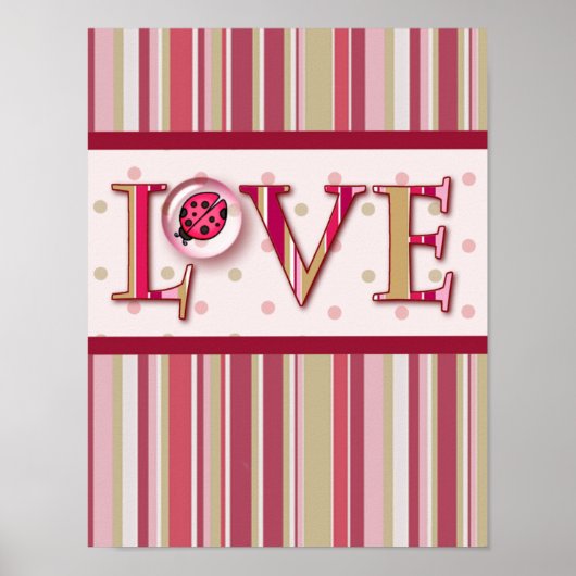 LIEBE BUG BUBBLE & STRIPES VON SHARON SHARPE POSTER (Vorne)