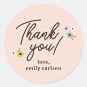 Liebe Bug Floral Boho Pink Baby Girl Dusche Runder Aufkleber (Vorderseite)