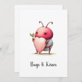 Liebe Bug Funny Illustration mit Herzfarbe Einladung (Vorne/Hinten)