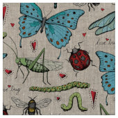 Liebe-Bug-Insekt-Illustrationsmuster Stoff (Nahaufnahme)