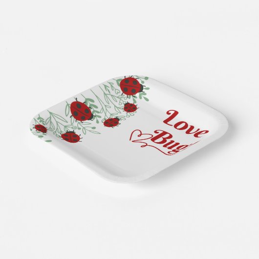 Liebe Bug Minimalistisch Baby Dusche Pappteller (Gewinkelt)