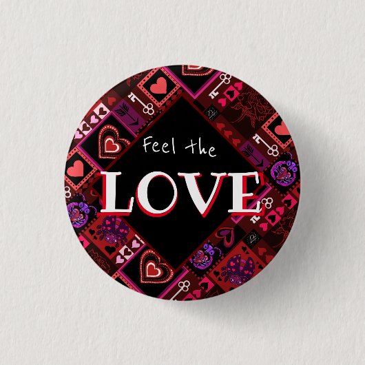 Liebe Bug & Niedlich Hearts Muster Button (Vorderseite)