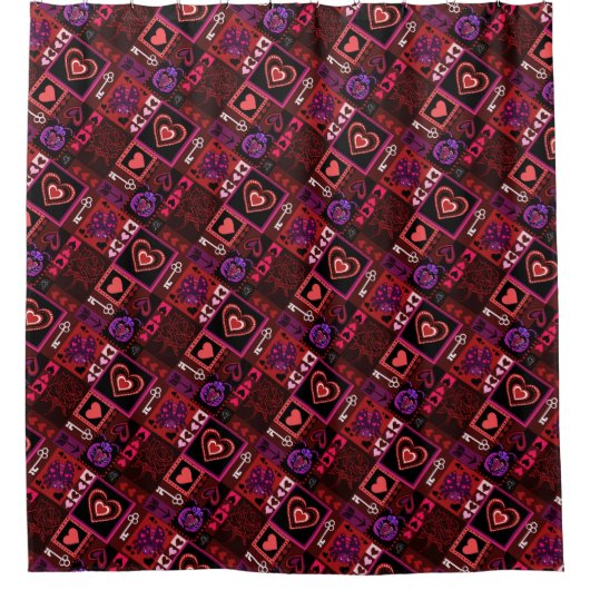 Liebe Bug & Niedlich Hearts Muster Duschvorhang (Vorderseite)