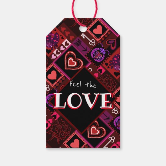 Liebe Bug & Niedlich Hearts Muster Geschenkanhänger (Vorderseite)