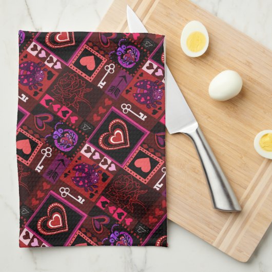 Liebe Bug & Niedlich Hearts Muster Geschirrtuch (Viertel Falte)