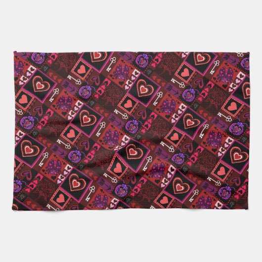 Liebe Bug & Niedlich Hearts Muster Geschirrtuch (Horizontal)