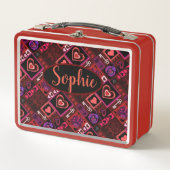 Liebe Bug & Niedlich Hearts Muster individuelle Na Metall Brotdose (Vorderseite)