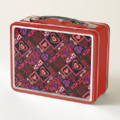 Liebe Bug & Niedlich Hearts Muster individuelle Na Metall Brotdose (Rückseite)