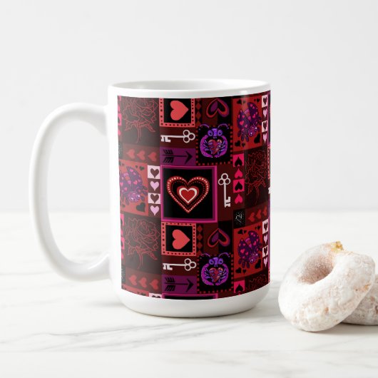 Liebe Bug & Niedlich Hearts Muster Kaffeetasse (Mit Donut)