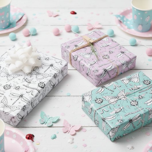 Liebe Bug Niedliche Insekten Schmetterling, Lady B Geschenkpapier Set