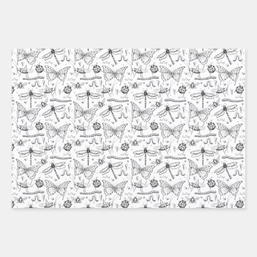 Liebe Bug Niedliche Insekten Schmetterling, Lady B Geschenkpapier Set (Vorderseite)