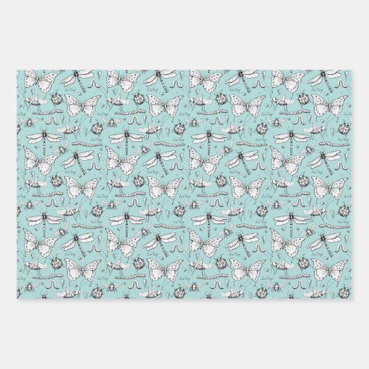 Liebe Bug Niedliche Insekten Schmetterling, Lady B Geschenkpapier Set (Vorderseite 3)