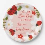 Liebe Bug niedliche Ladybug Babydusche mit Monogra Pappteller (Vorderseite)