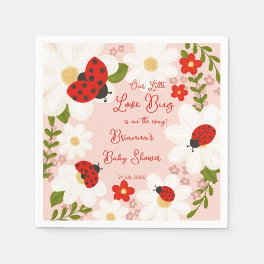 Liebe Bug niedliche Ladybug Babydusche mit Monogra Serviette (Vorderseite)