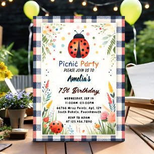 Liebe Bug Picnic Polka Dot 1. Geburtstag Einladung