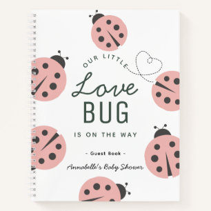 Liebe Bug Pink Ladybug Babydusche Gästebuch Notizblock