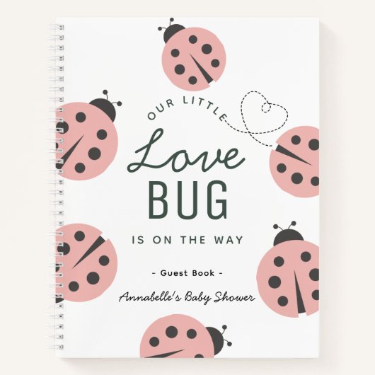 Liebe Bug Pink Ladybug Babydusche Gästebuch Notizblock (Vorderseite)