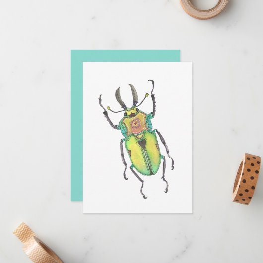 Liebe Bug Rainbow Stag Käfer Mitteilungskarte (Vorderseite/Rückseite Beispiel)