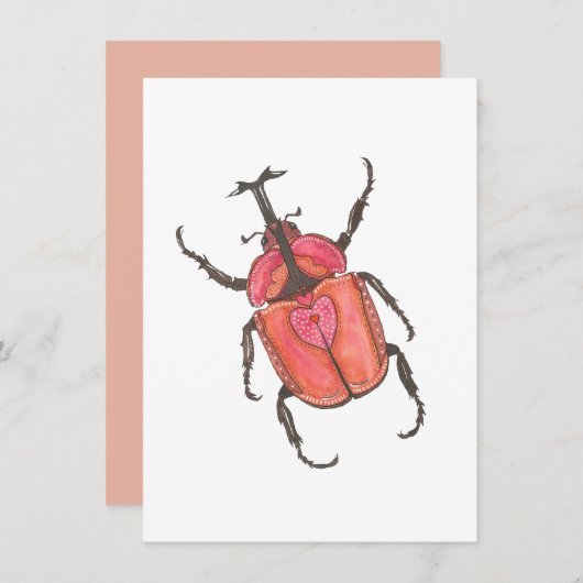 Liebe Bug Rhinoceros Käfer Wasserfarbe Valentine Mitteilungskarte (Vorne/Hinten)