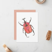 Liebe Bug Rhinoceros Käfer Wasserfarbe Valentine Mitteilungskarte (Vorderseite/Rückseite Beispiel)