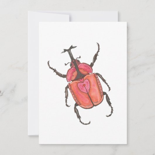 Liebe Bug Rhinoceros Käfer Wasserfarbe Valentine Mitteilungskarte (Vorderseite)
