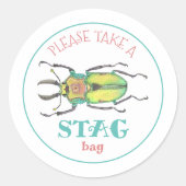 Liebe Bug Stag Swag Bag Gastgeschenk Classic Round Runder Aufkleber (Vorderseite)