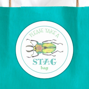 Liebe Bug Stag Swag Bag Gastgeschenk Runder Aufkleber