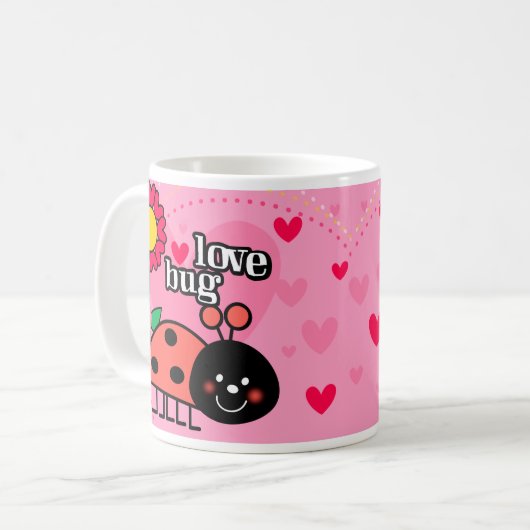 Liebe Bug - Valentinstag Kaffeetasse (Vorderseite Links)