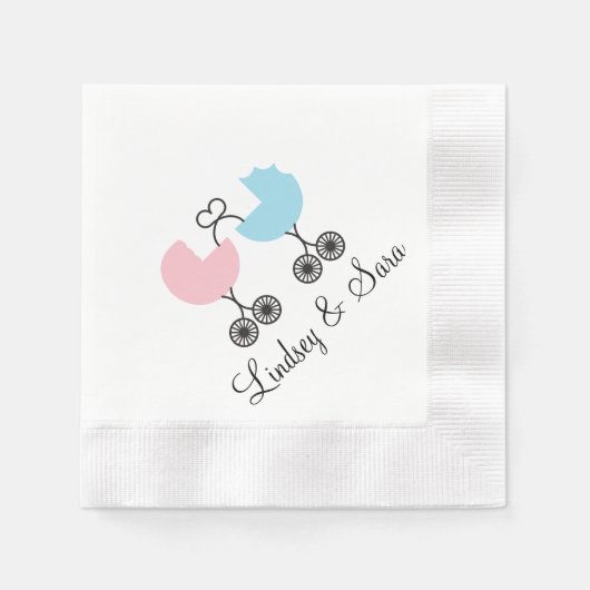 Liebe Buggyen Joint Baby Dusche Napkins, rosa/blau Serviette (Vorderseite)