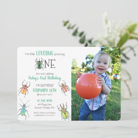 Liebe Bugs Foto Einladung (Stehend Vorderseite)