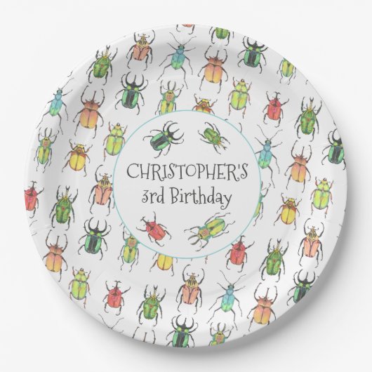 Liebe Bugs Käfer Kindergeburtstag Pappteller (Vorderseite)